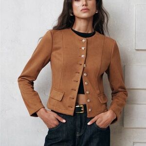 Commence Metal Button Suede Effect Jacket Size L NWOT